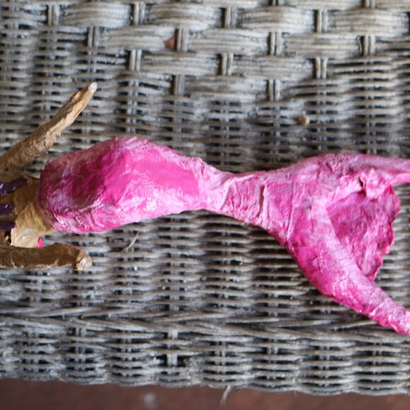 Shelf Sitter handmade clay/Paper Mache pink Mermaid OOAK - Picture 8 of 9